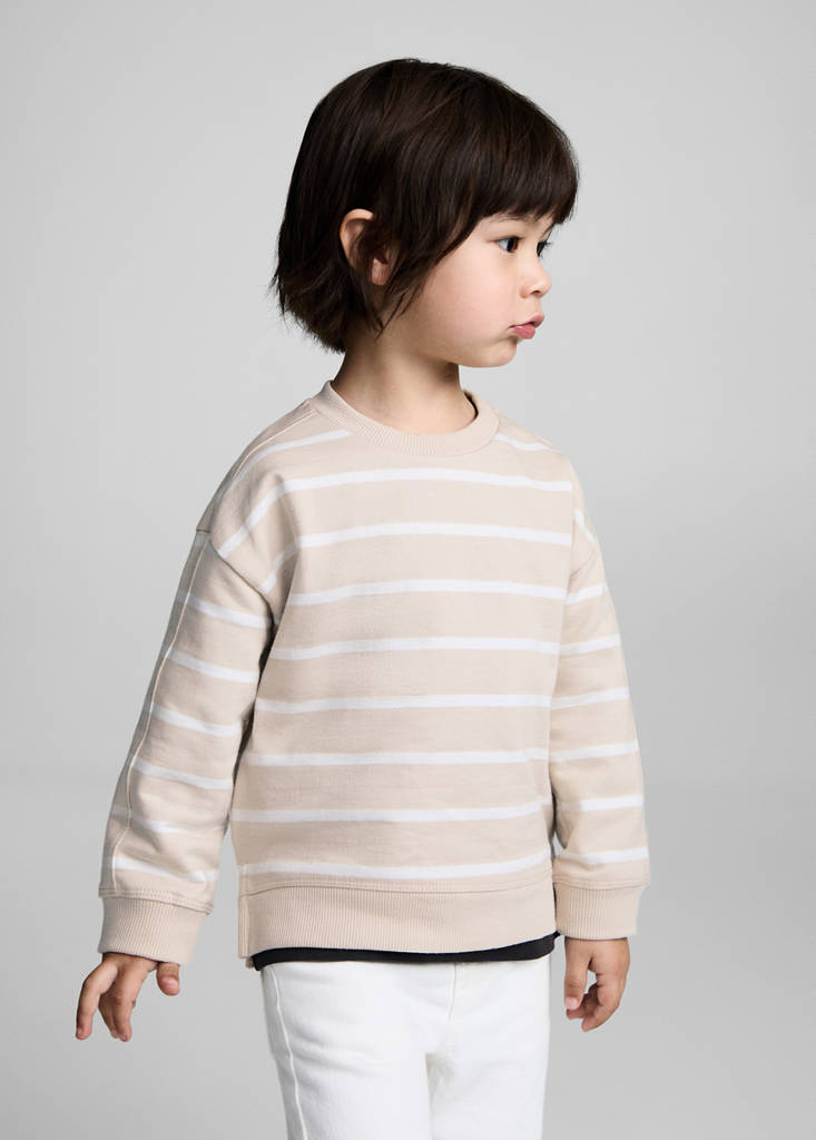 Striped cotton-blend sweatshirt — Sand