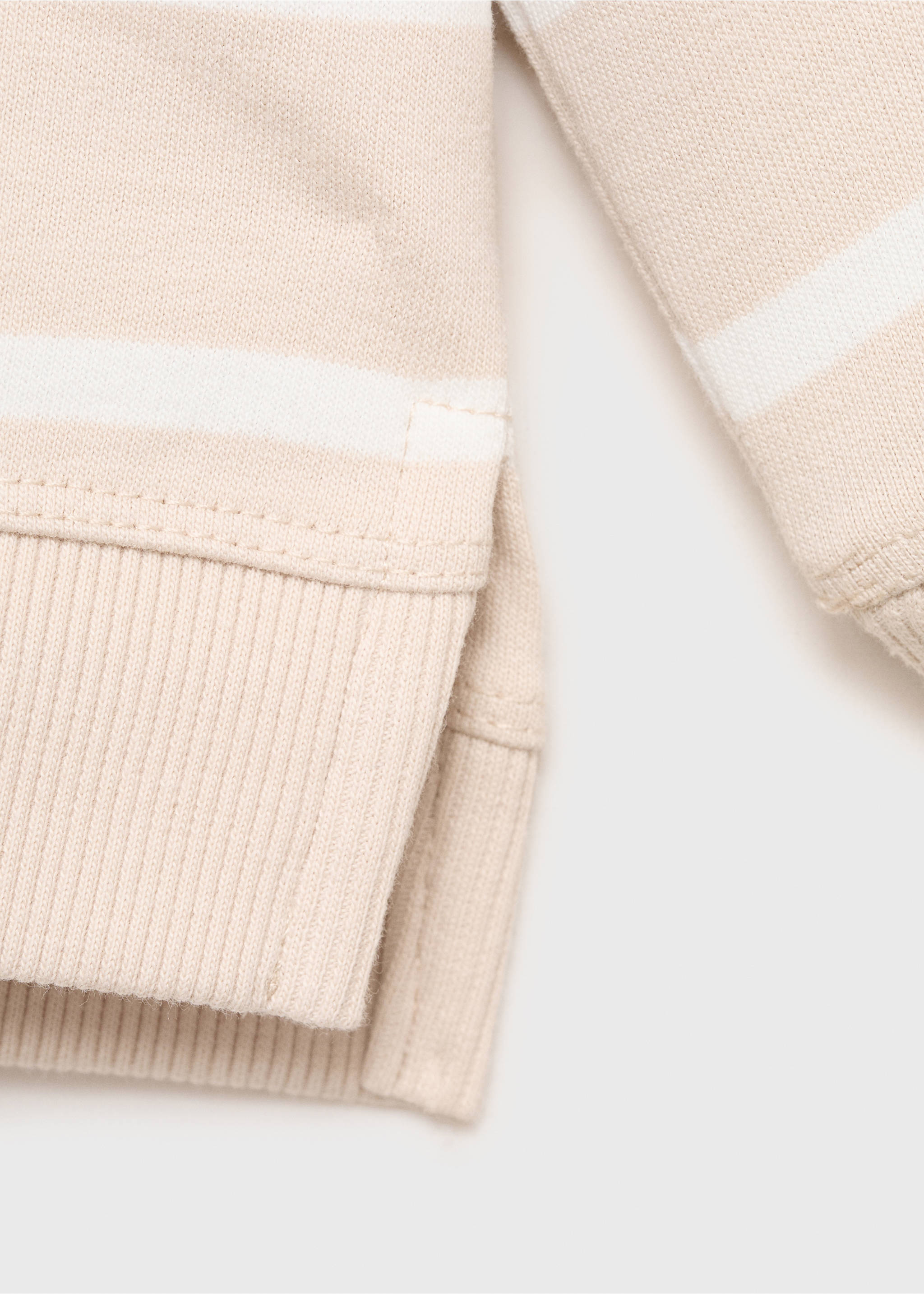 Striped cotton-blend sweatshirt - Details of the article 8, Sand. Ref: 87045964-00.