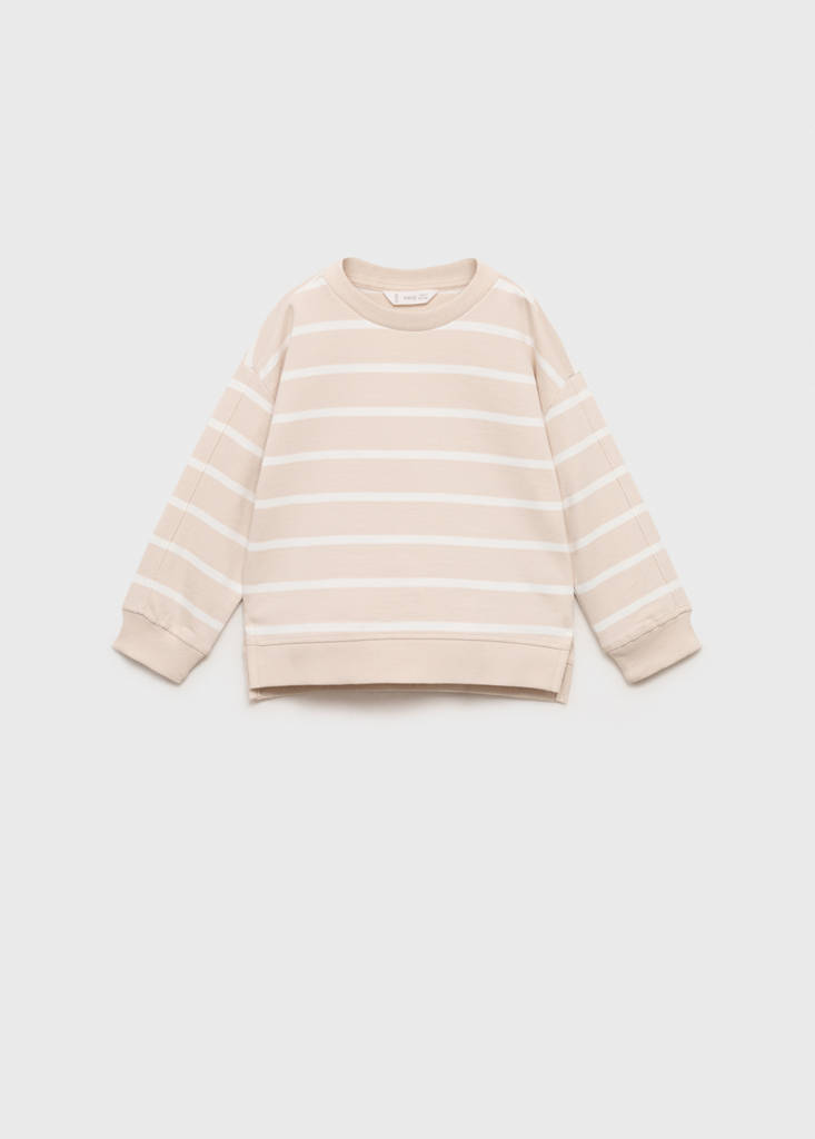 Striped cotton-blend sweatshirt — Sand