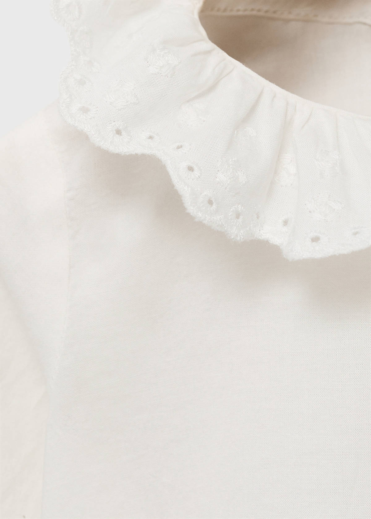 Cotton babydoll neck blouse — Off White