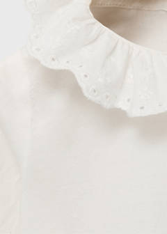 Cotton babydoll neck blouse — Off White 2