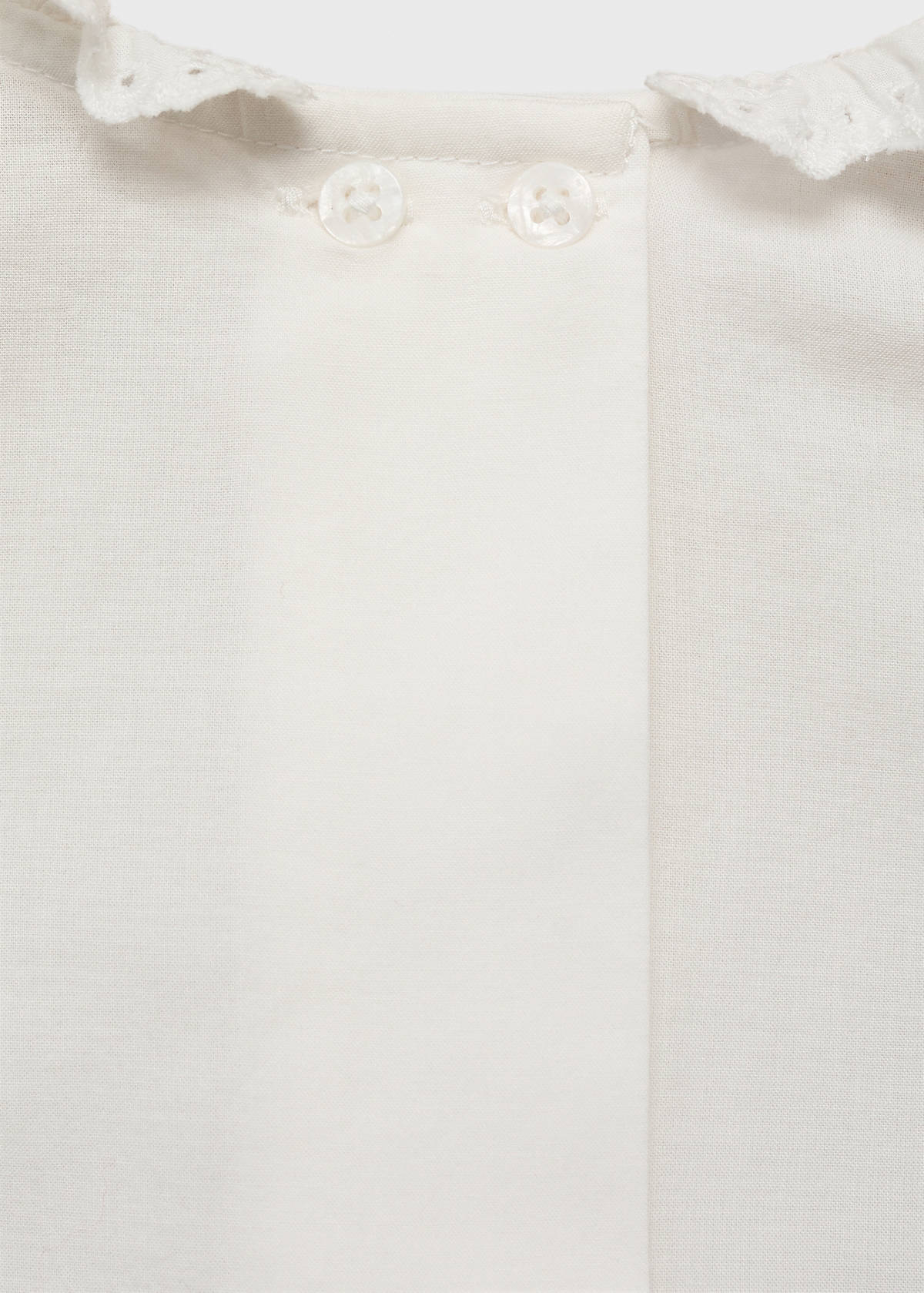 Cotton babydoll neck blouse — Off White