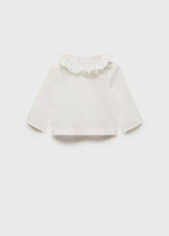 Cotton babydoll neck blouse — Off White 1