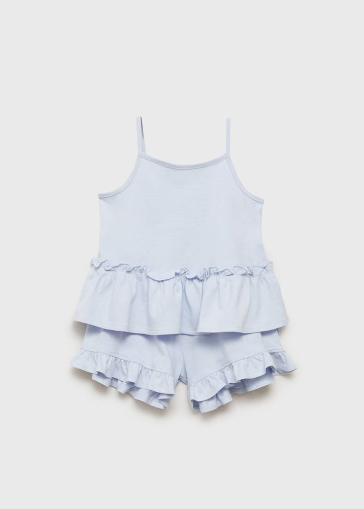 MANGO KIDS - Pyjama court à volants bleu ciel - 18-24 mois - Bébé fille