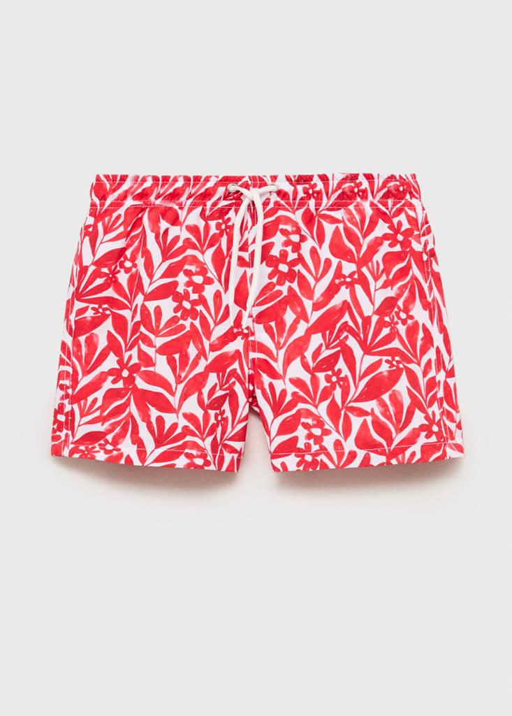 Printed swimsuit with drawstring — Red