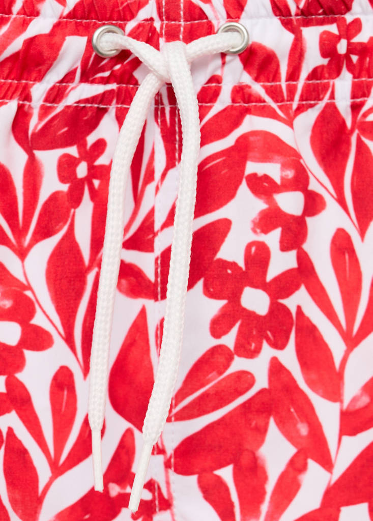 Printed swimsuit with drawstring — Red