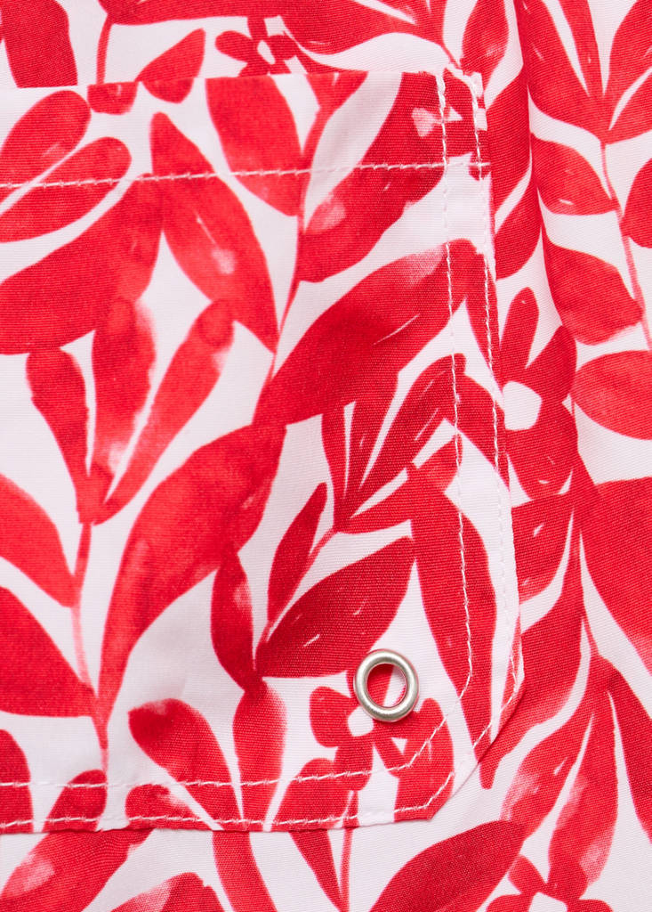 Printed swimsuit with drawstring — Red