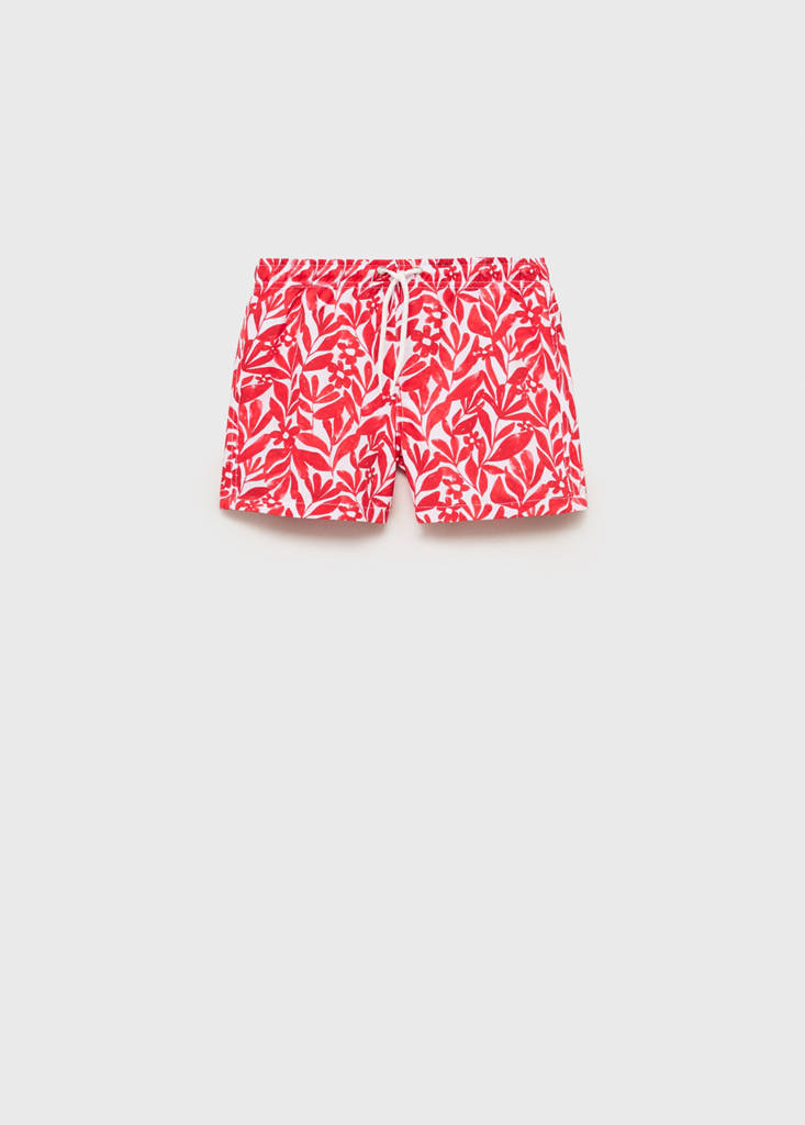 Printed swimsuit with drawstring — Red