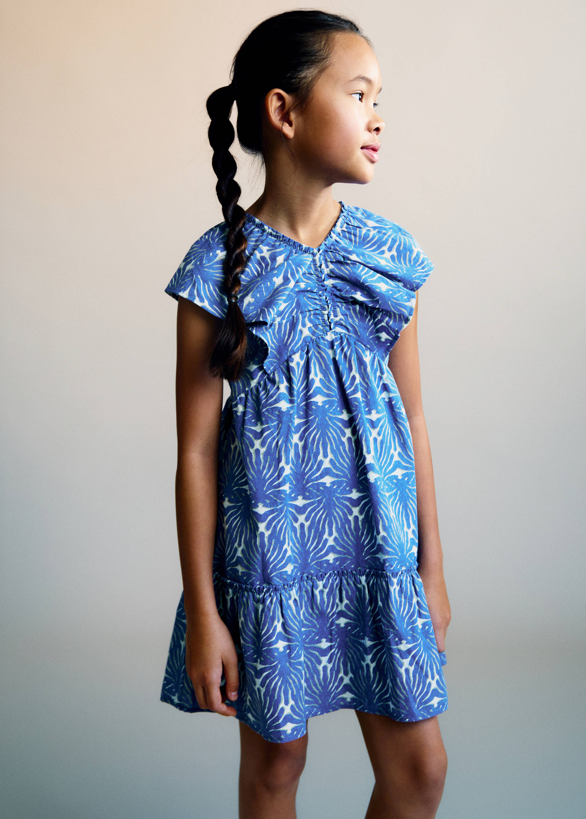 Printed dress with ruffled sleeves - Medium plane