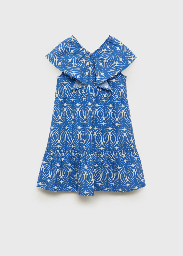 Printed dress with ruffled sleeves — Blue