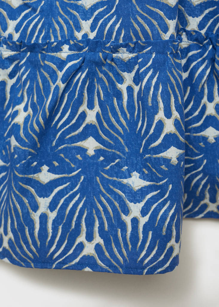 Printed dress with ruffled sleeves — Blue