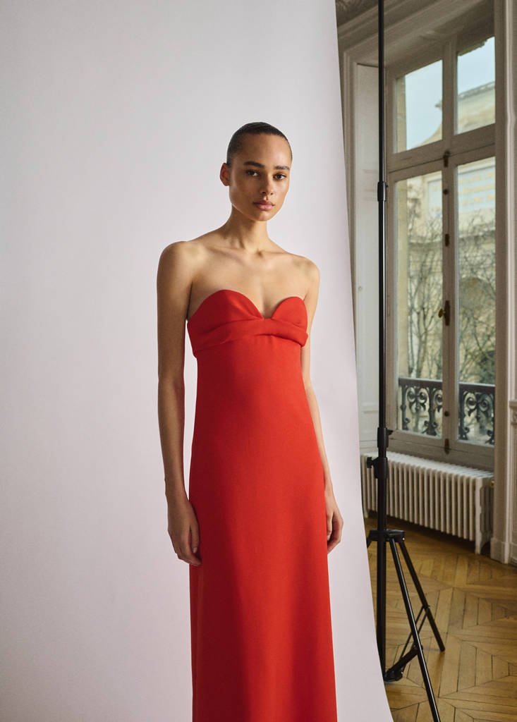 MANGO - Robe bustier encolure caur rouge - M