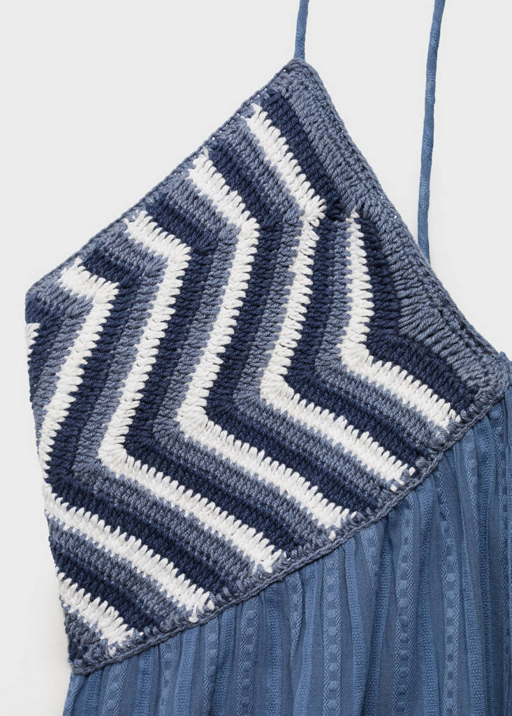 Maxi-dress with crochet panel — Blue