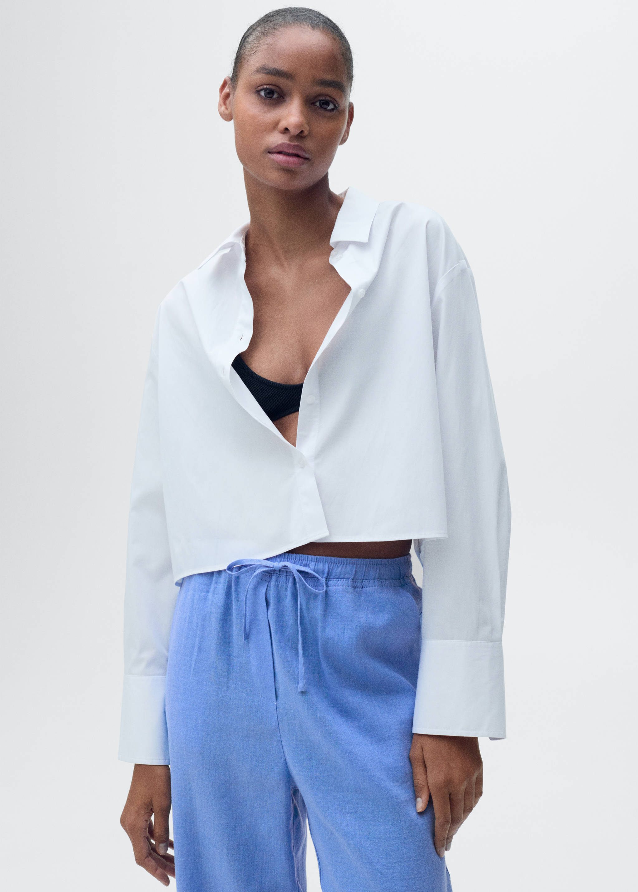 Straight linen-blend trousers - Details of the article 1