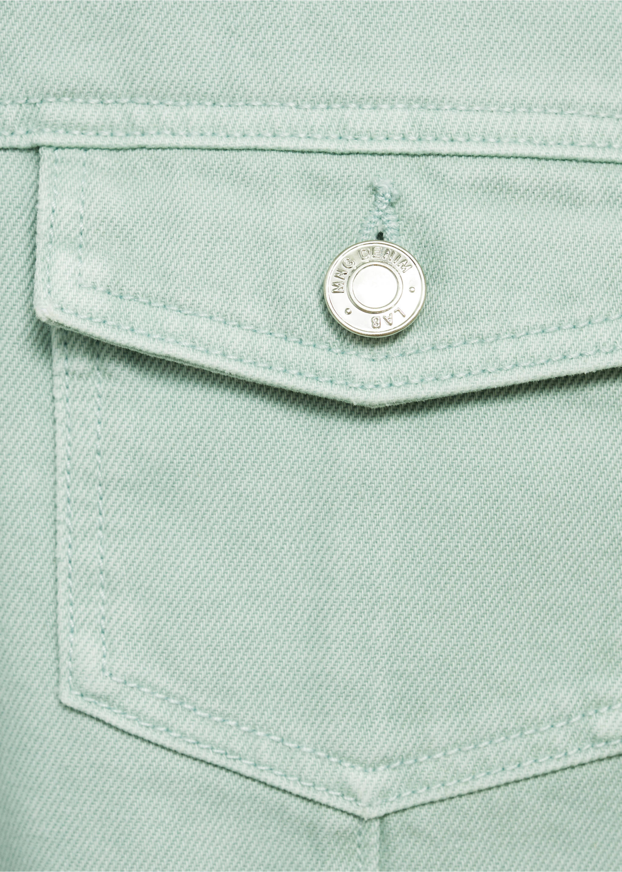 Denim jacket pockets - Details of the article 0, Pastel Green. Ref: 87046345-00.