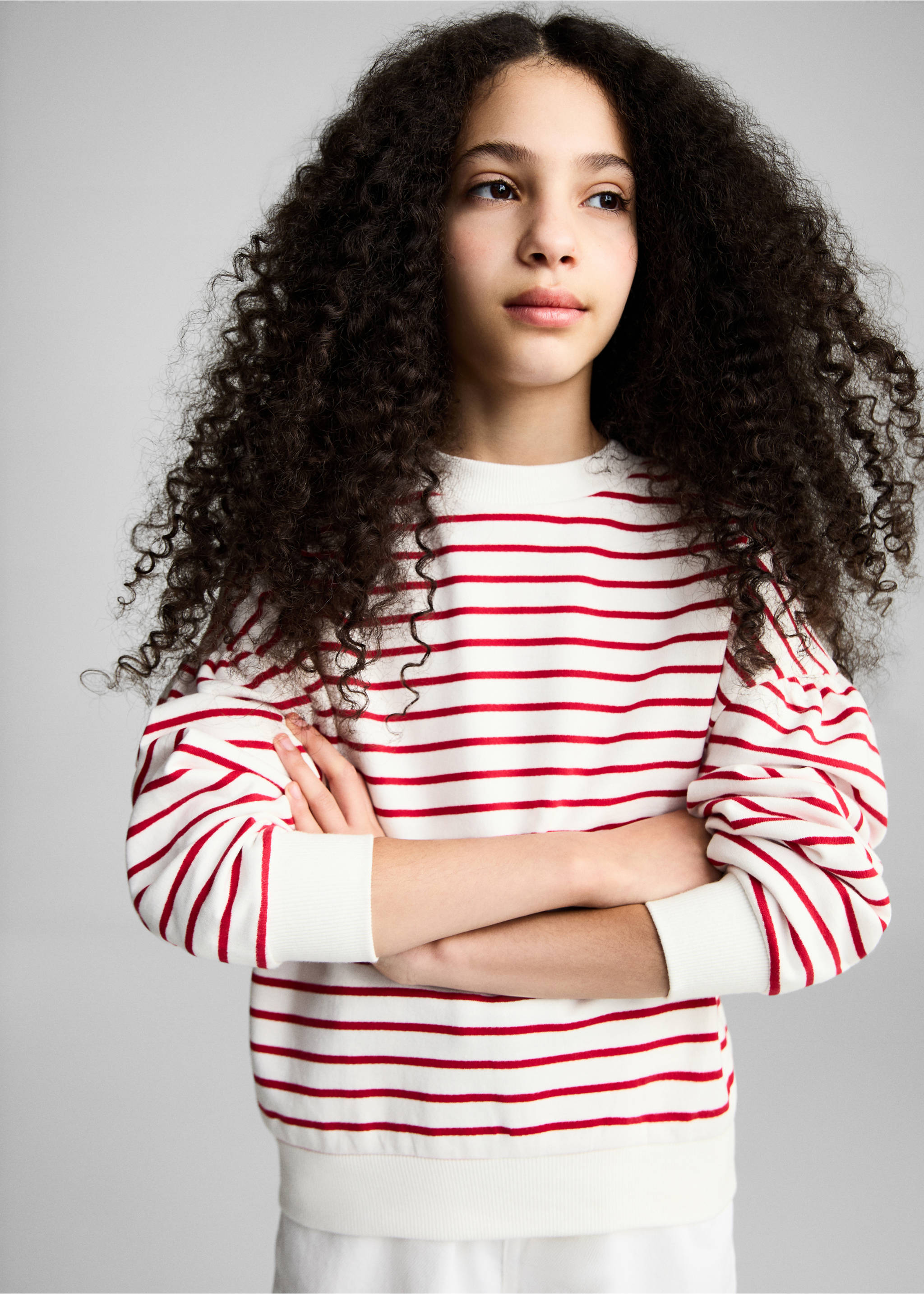 Striped cotton-blend sweatshirt - Medium plane, Red. Ref: 87046346-00.