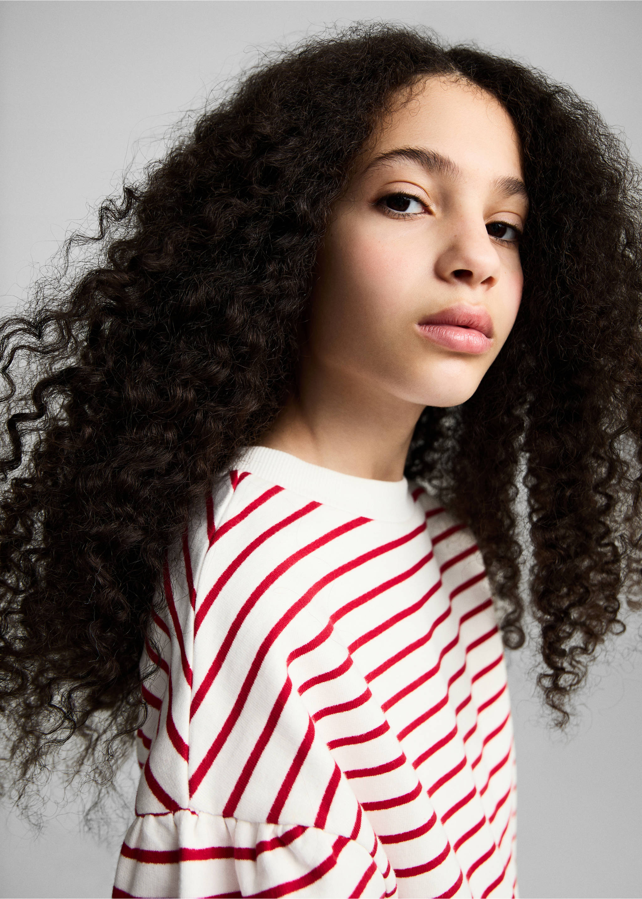 Striped cotton-blend sweatshirt - Details of the article 1, Red. Ref: 87046346-00.