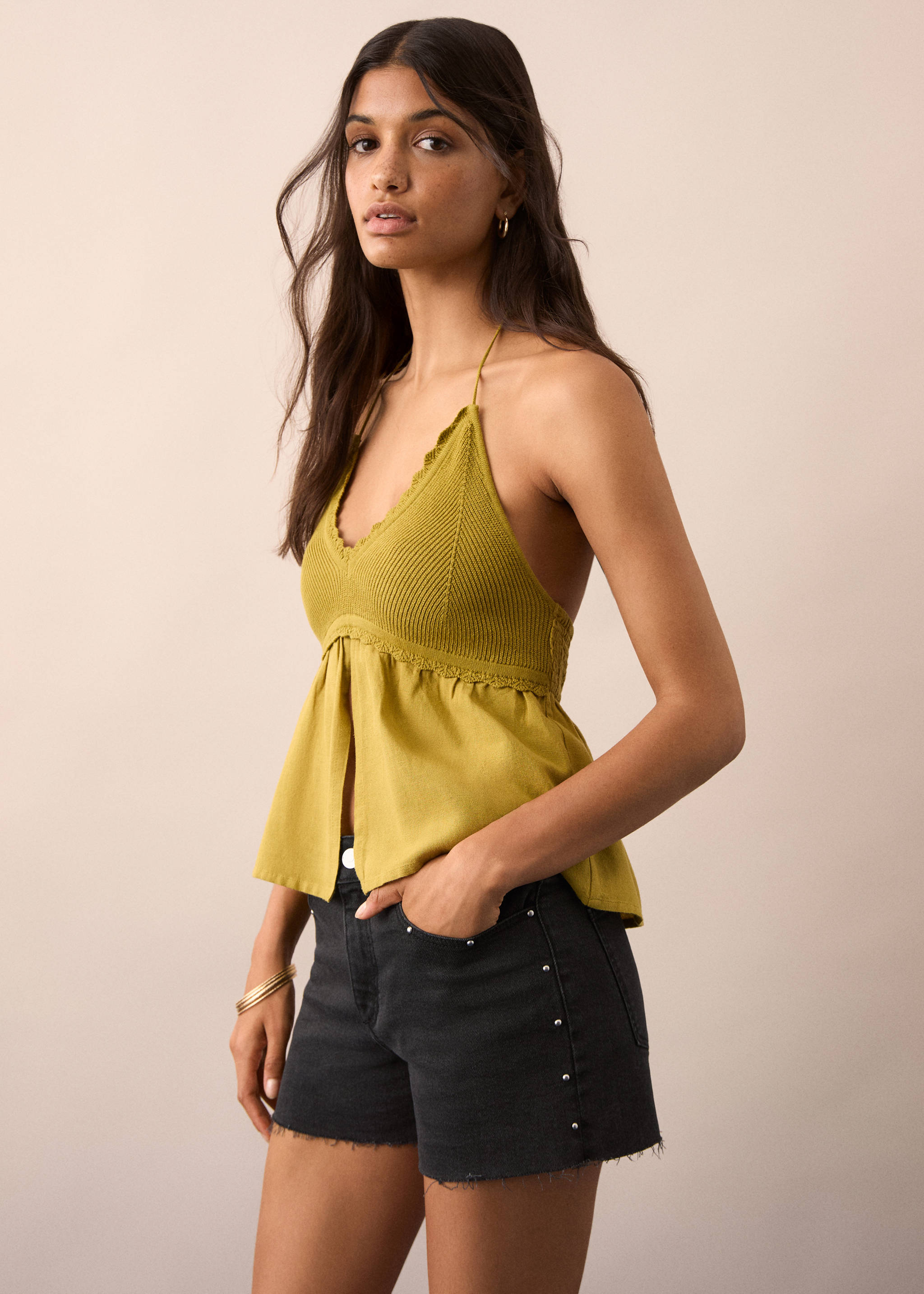 Studded denim shorts - Medium plane