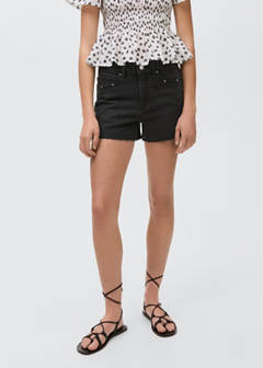 Studded denim shorts — Black denim 4