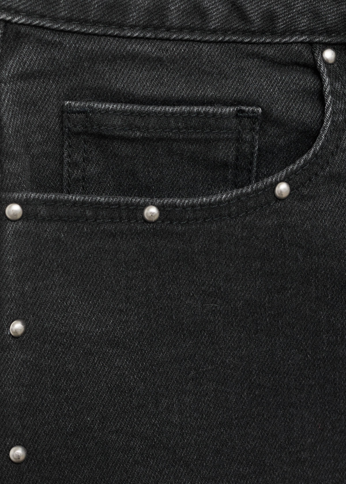 Studded denim shorts — Black denim