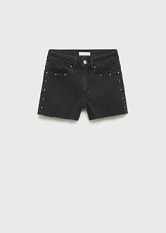Studded denim shorts — Black denim 3