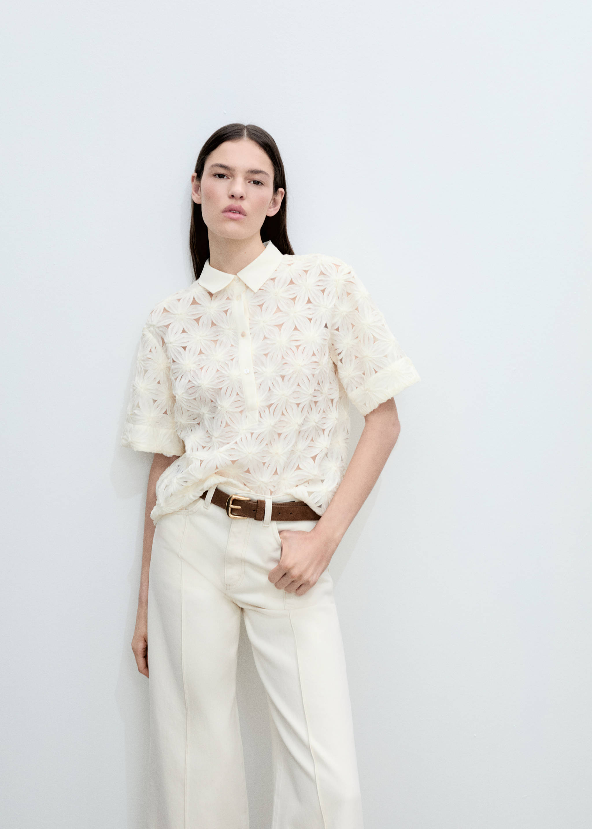 Openwork floral textured shirt - Details of the article 2