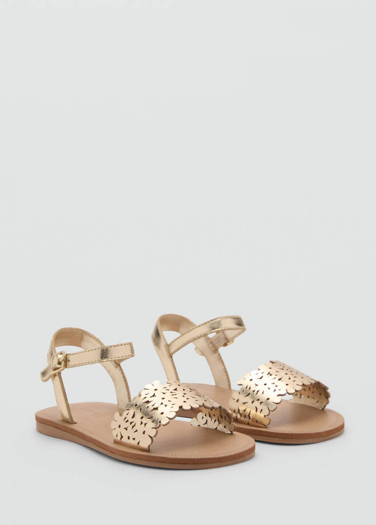 Sandals with metallic flower — Gold