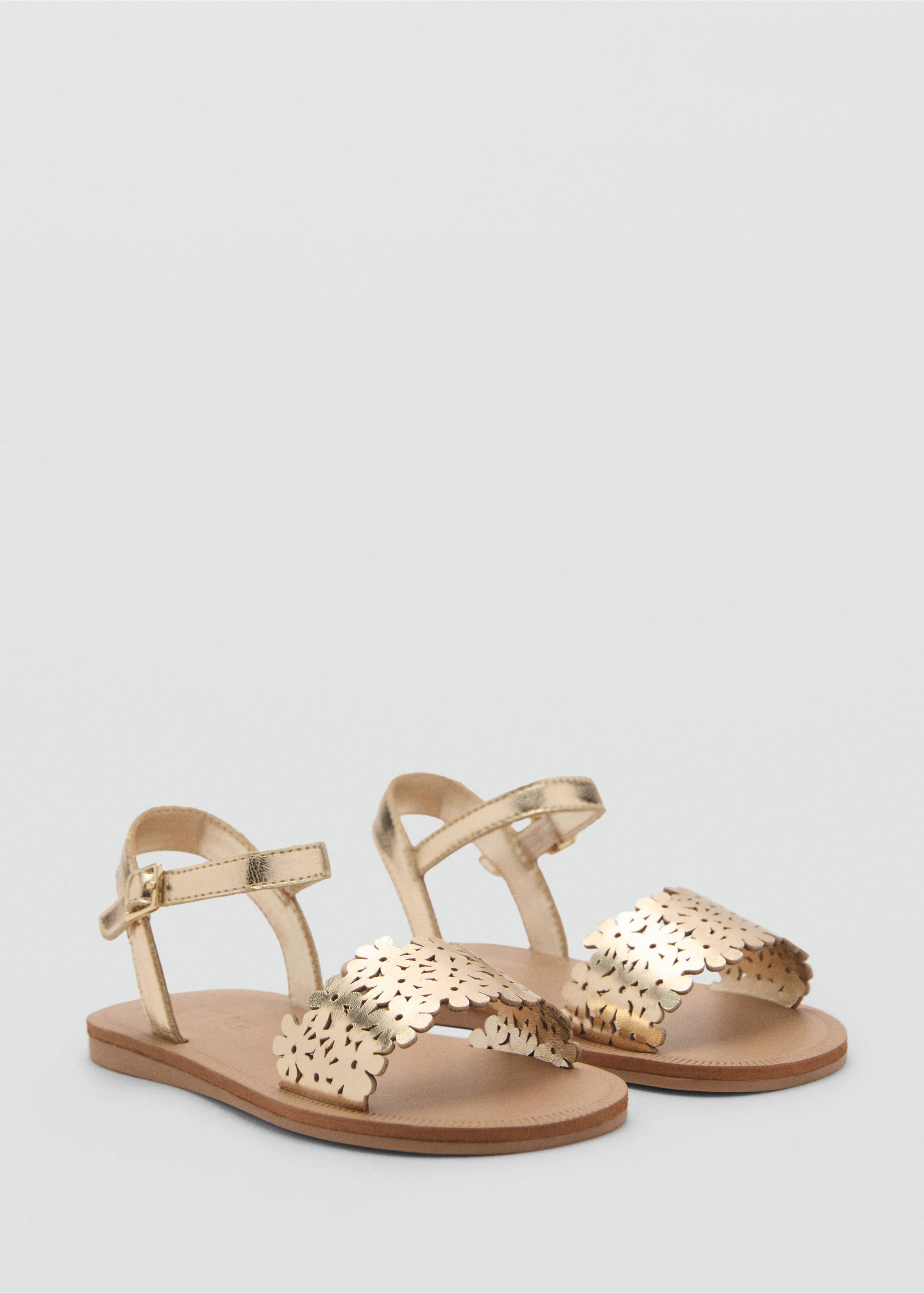 Sandals with metallic flower - Medium plane, Gold. Ref: 87046360-00.