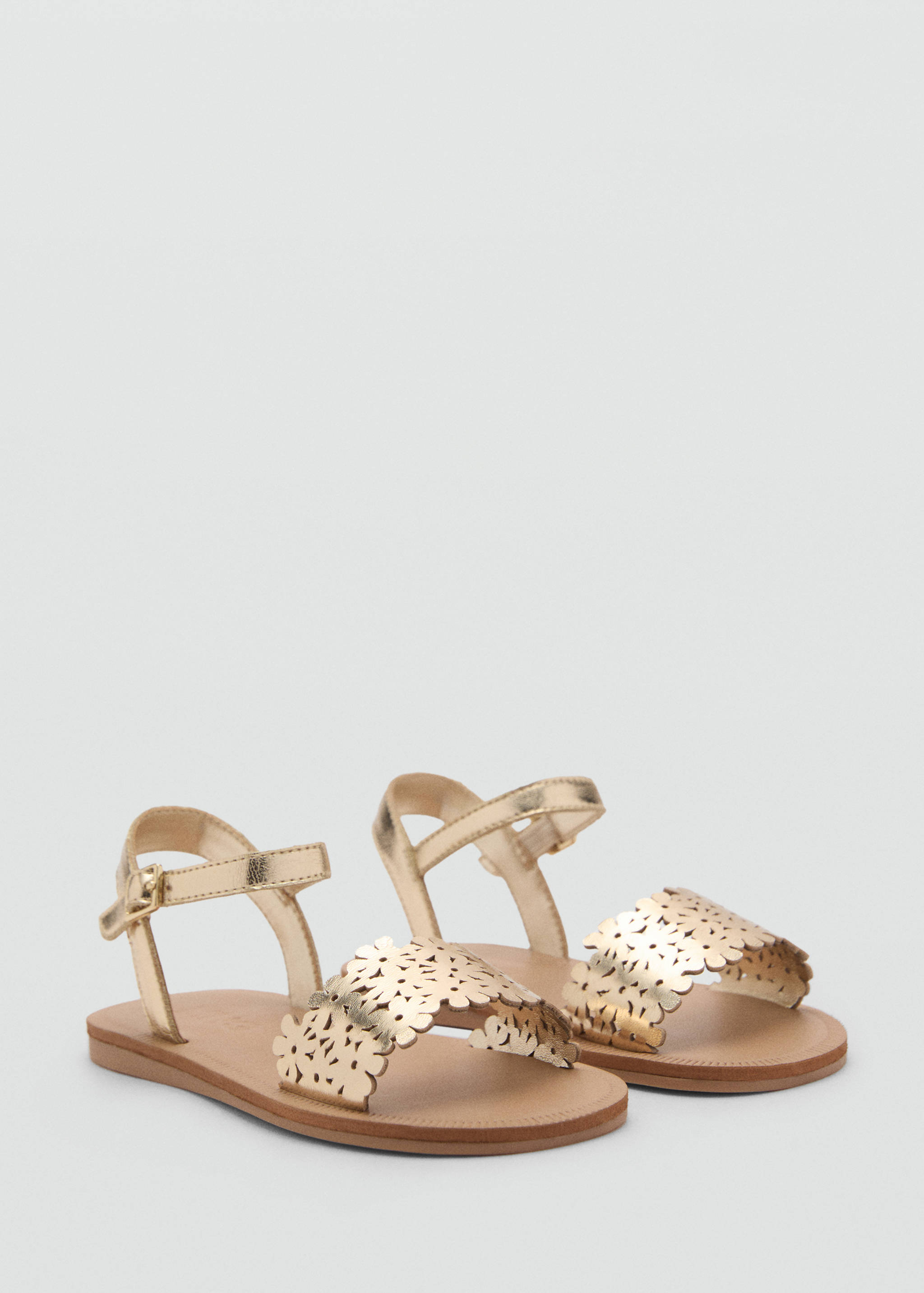 Sandals with metallic flower - Medium plane