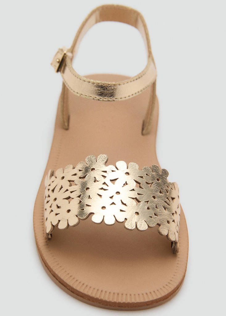 Sandals with metallic flower — Gold