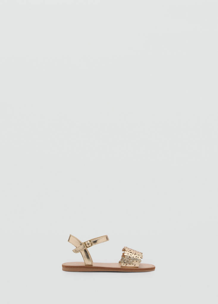 Sandals with metallic flower — Gold