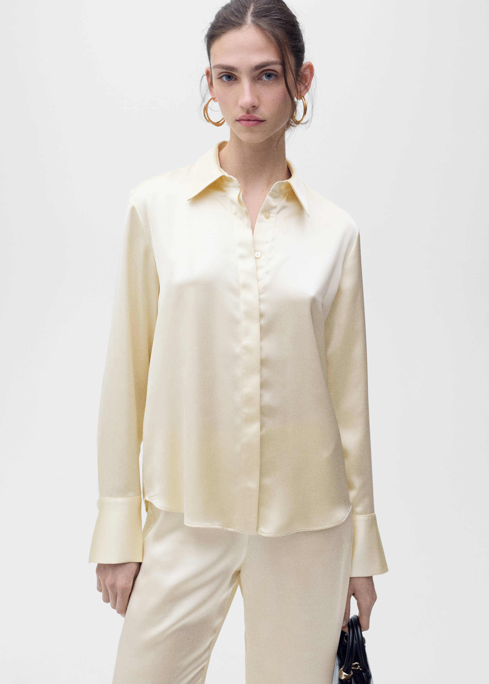 Satin shirt with hidden buttons - Medium plane