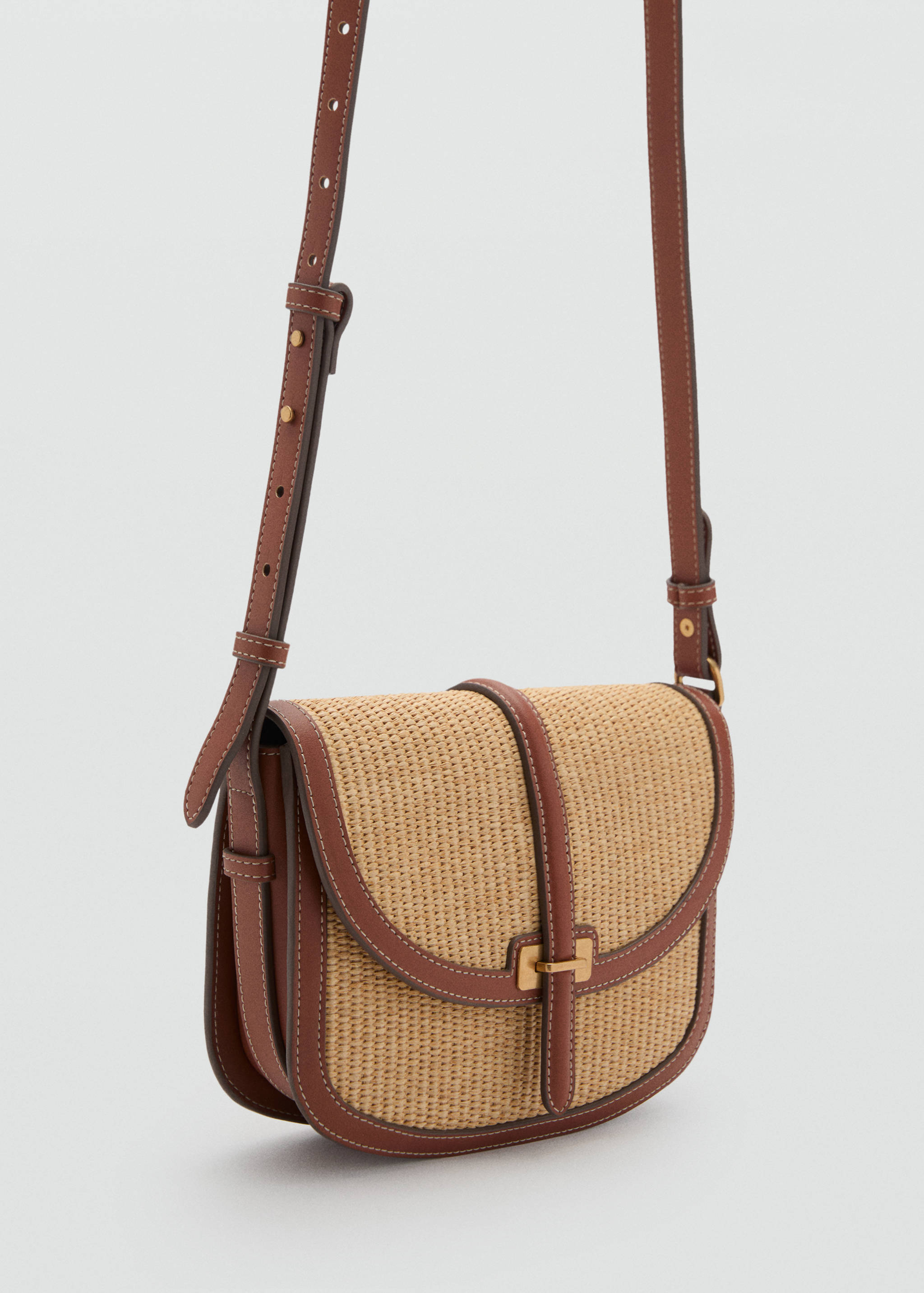 Raffia-effect shoulder bag - Medium plane
