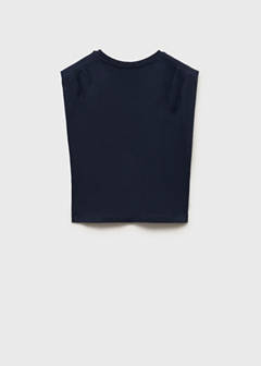 T-shirt with message and pleated shoulders — Dark Navy 7