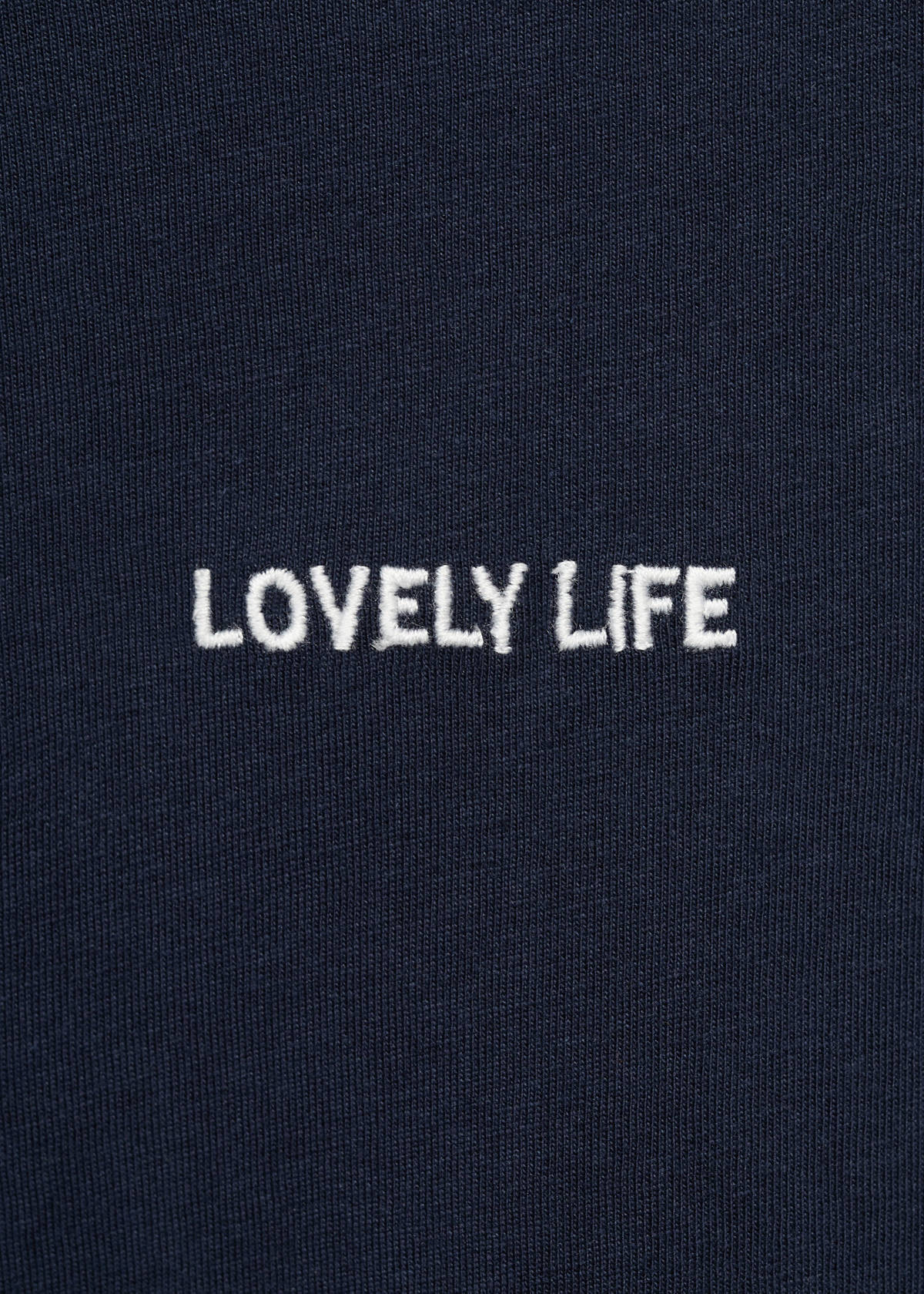 T-shirt with message and pleated shoulders — Dark Navy