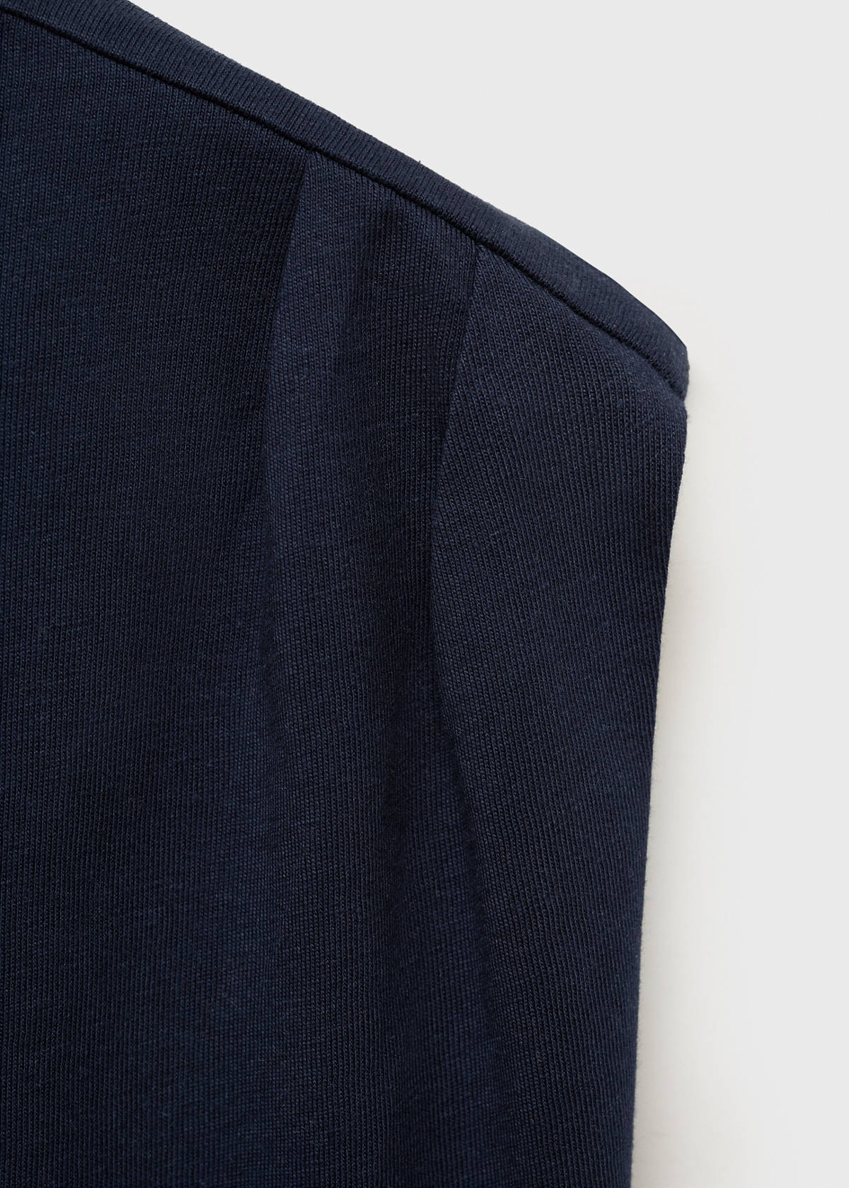 T-shirt with message and pleated shoulders — Dark Navy