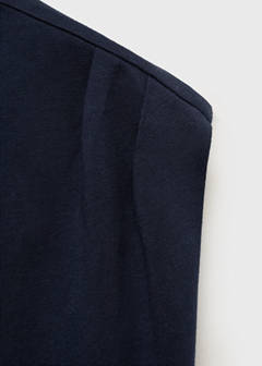 T-shirt with message and pleated shoulders — Dark Navy 8