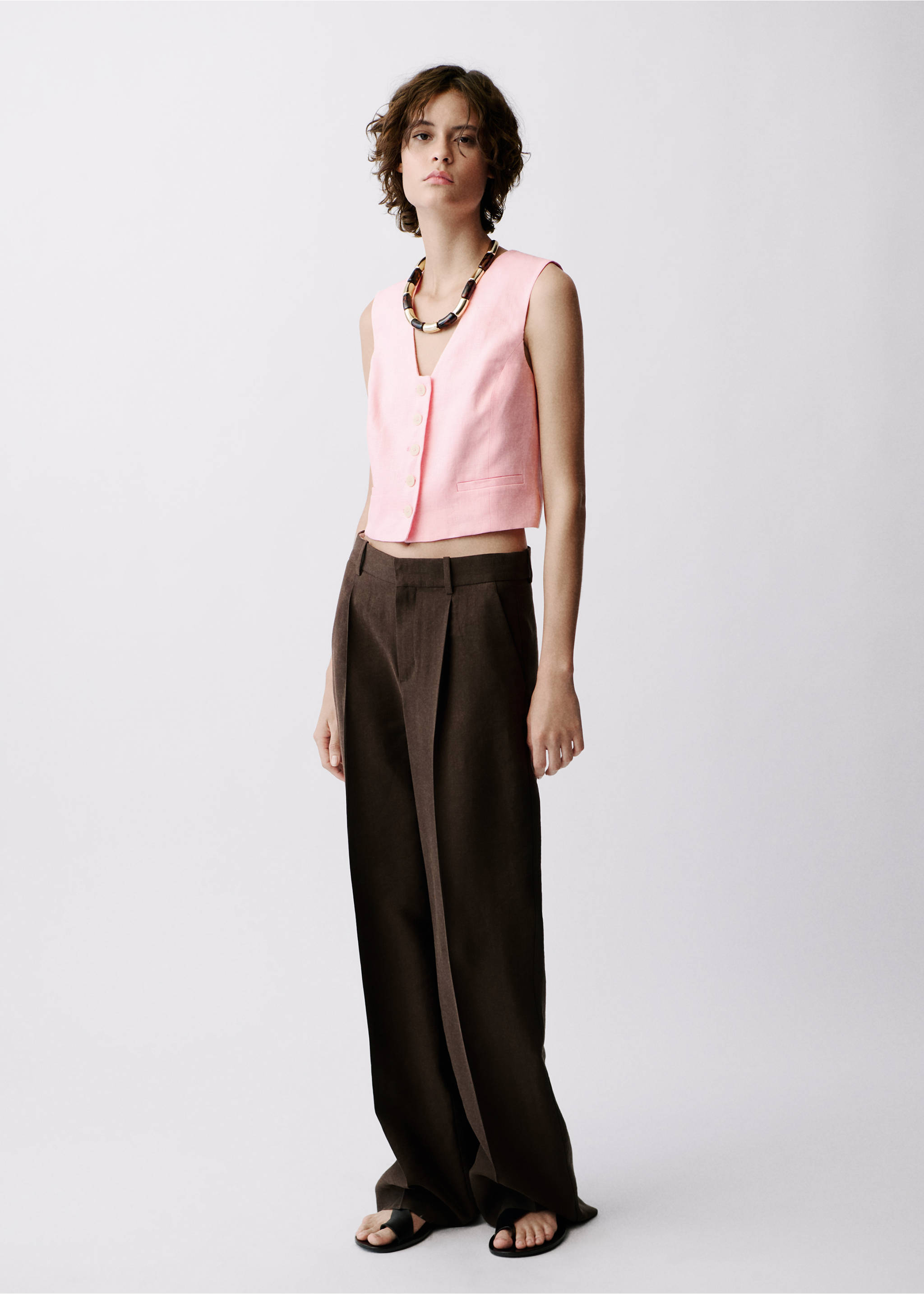 جيليه بدلة من الكتان - رؤية عامة, وردي فاتح. Ref: 87047162-00.