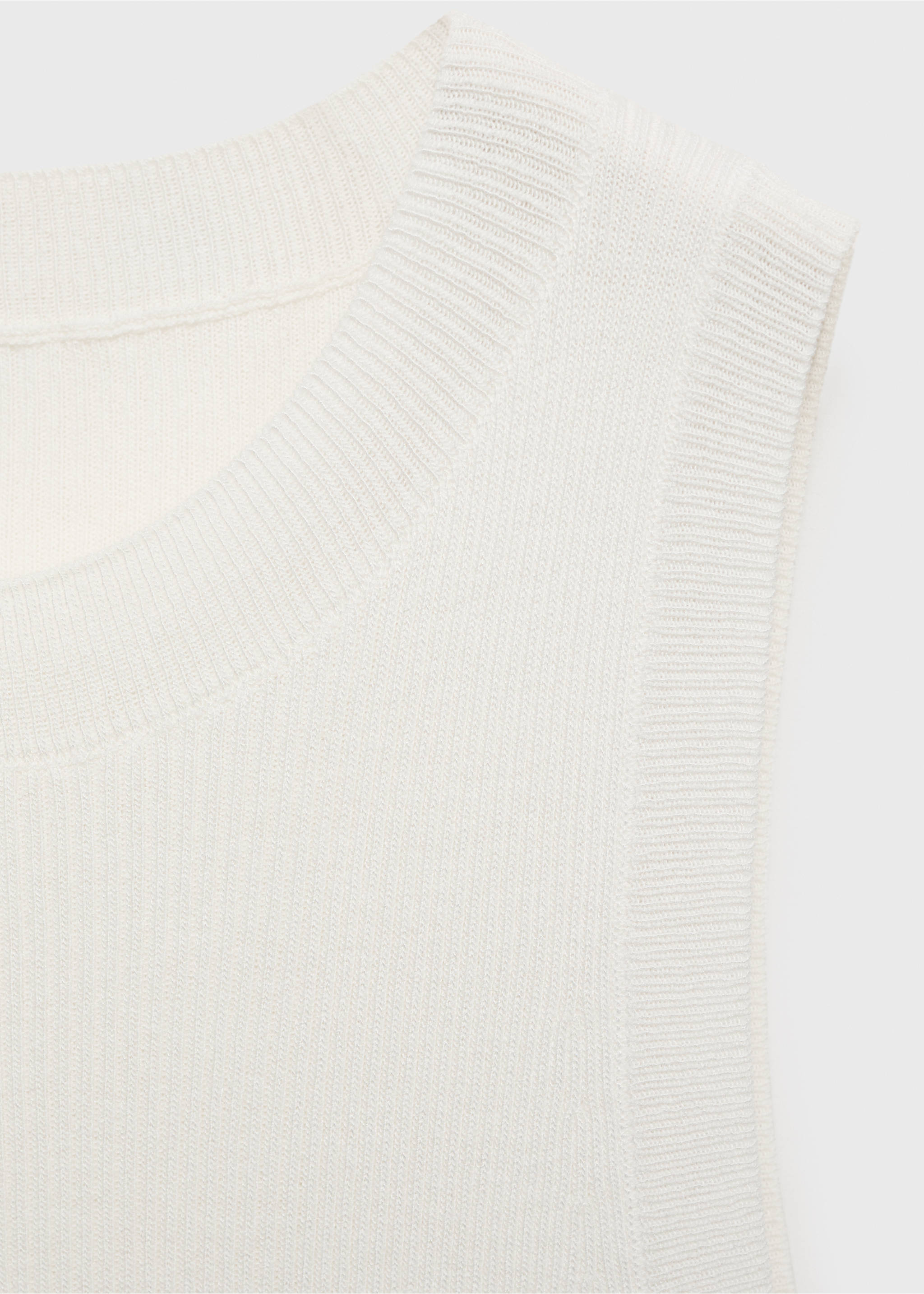 Ribbed knit top - Details of the article 8, Ecru. Ref: 87047163-00.