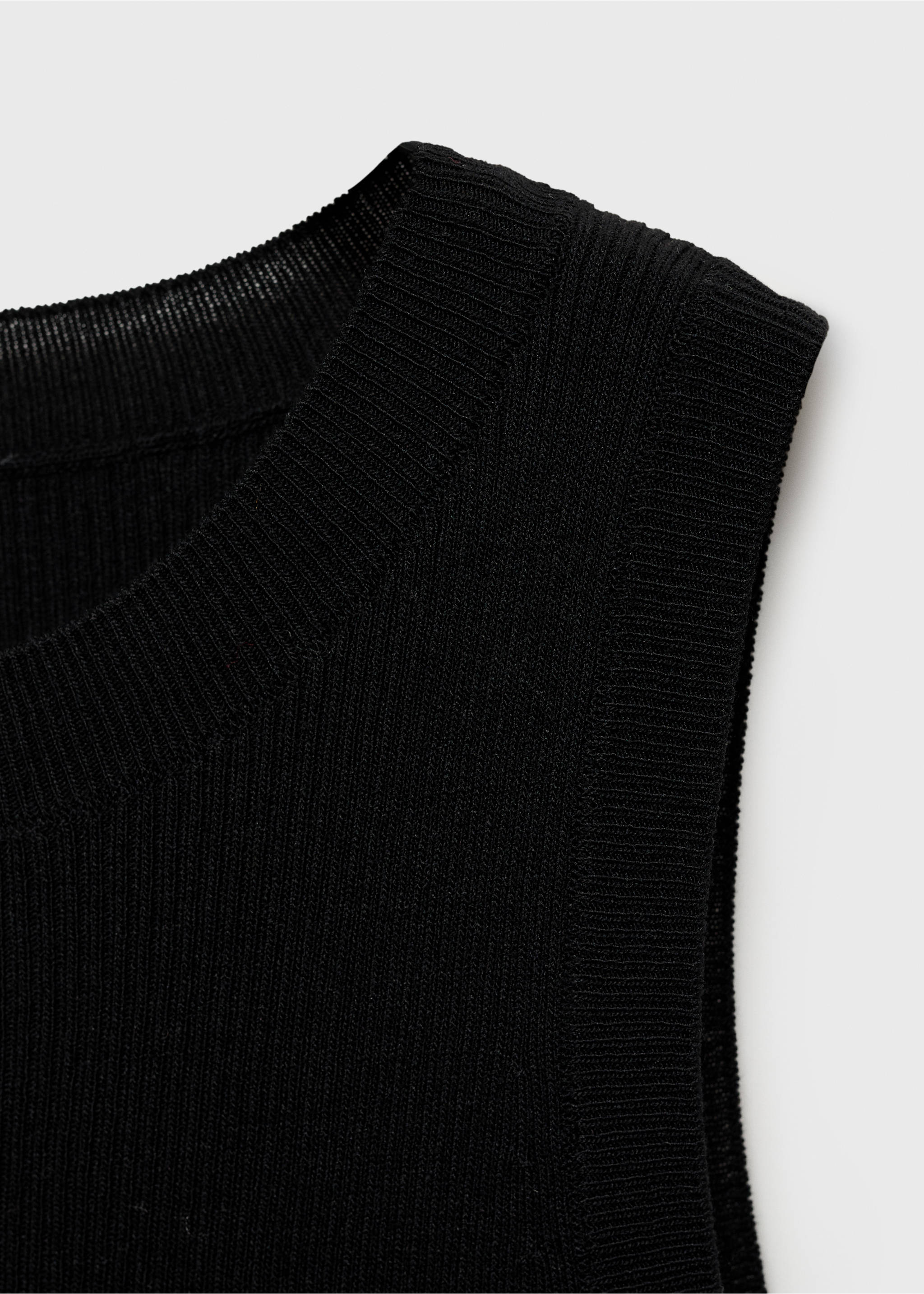 Ribbed knit top - Details of the article 8, Black. Ref: 87047163-00.