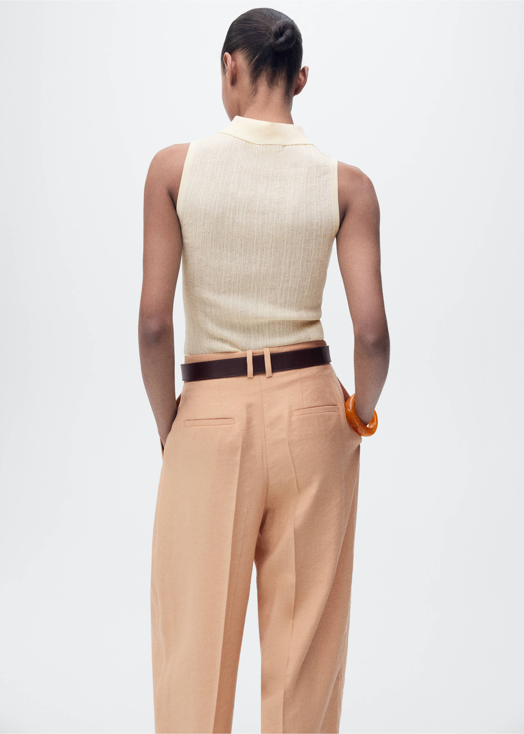 Polo-neck knitted top - Reverse of the article, Vanilla. Ref: 87047165-00.