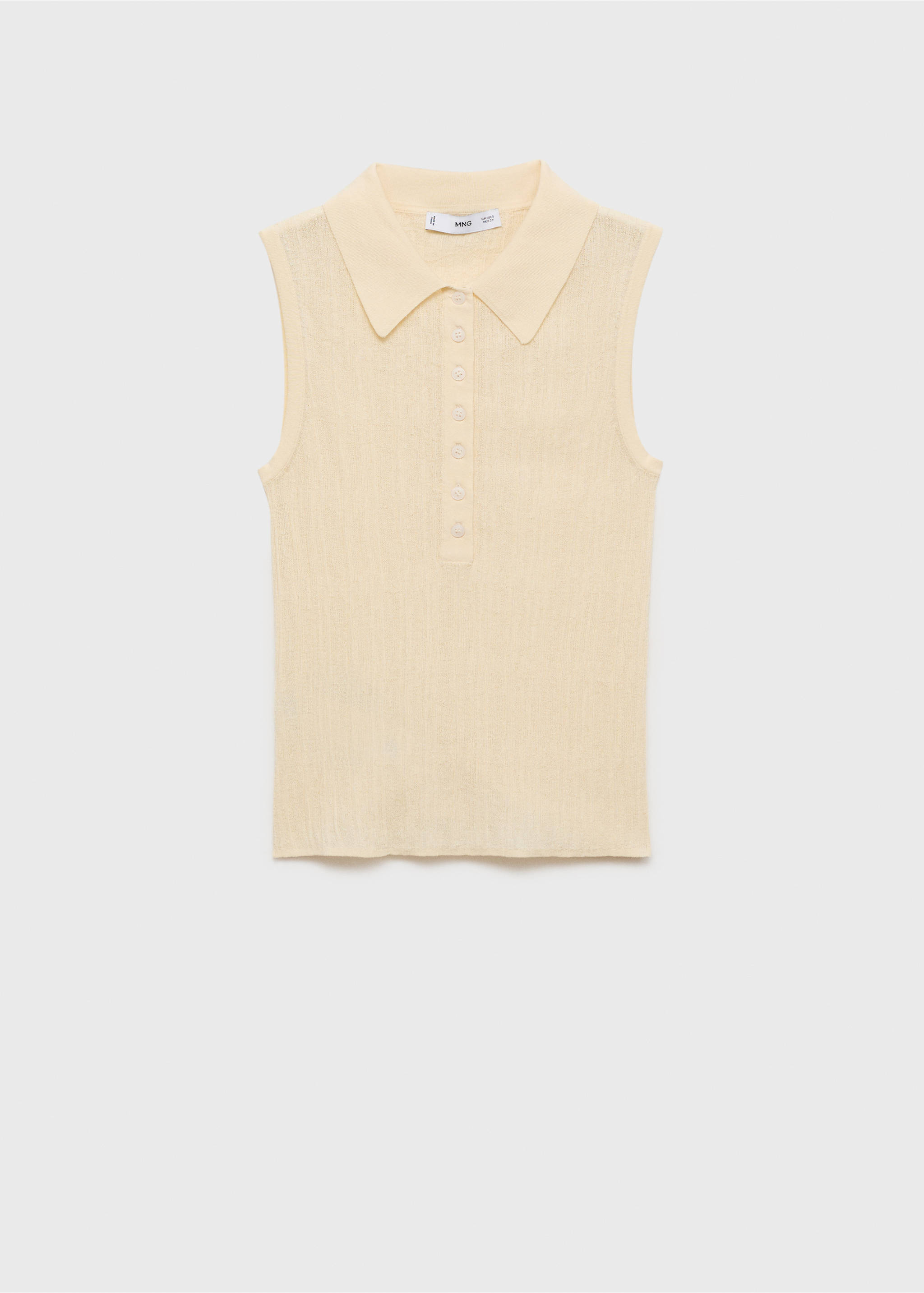 Polo-neck knitted top - Article without model, Vanilla. Ref: 87047165-00.