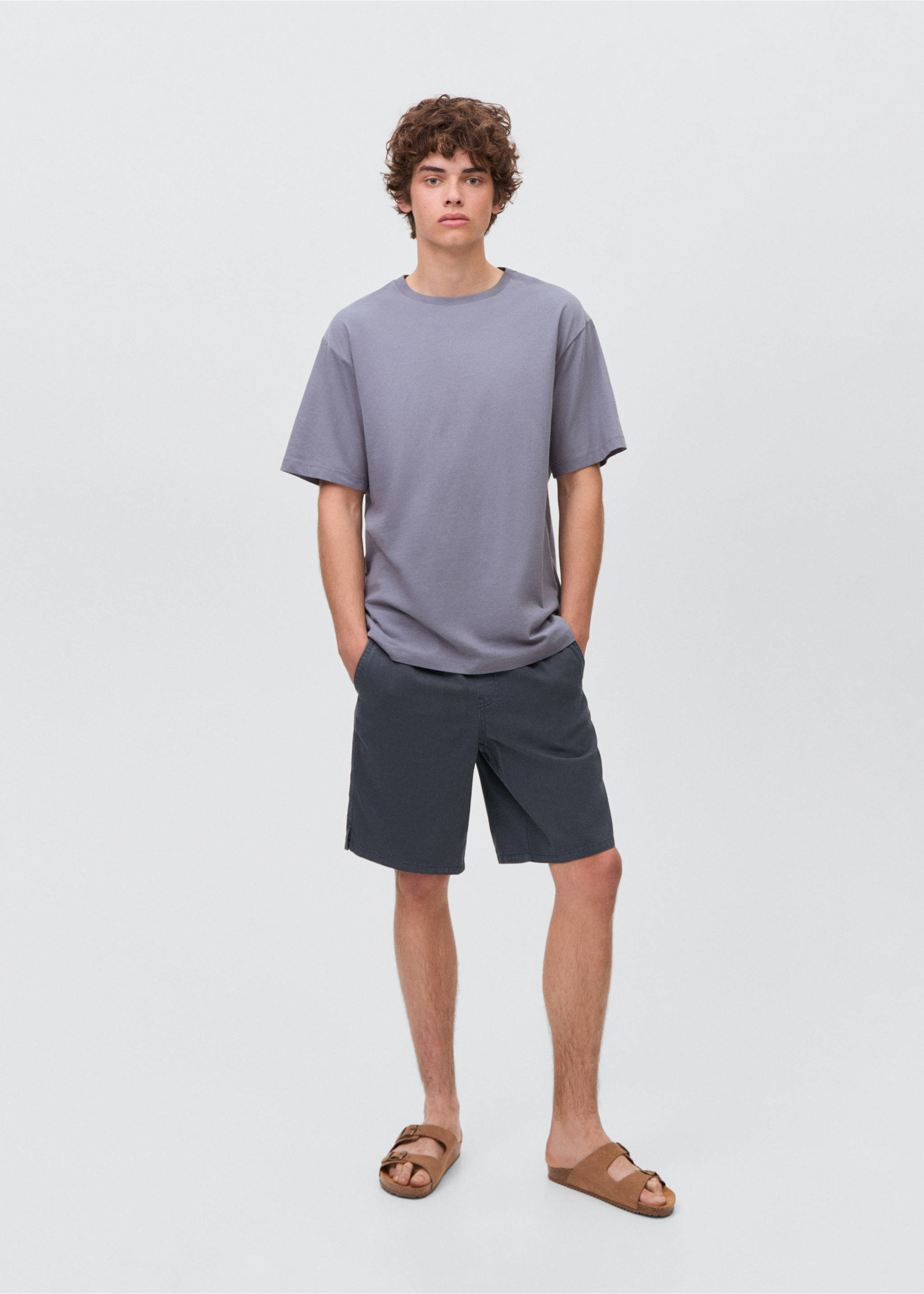 Cotton shorts with drawstring - General plane, Dark Navy. Ref: 87047168-00.