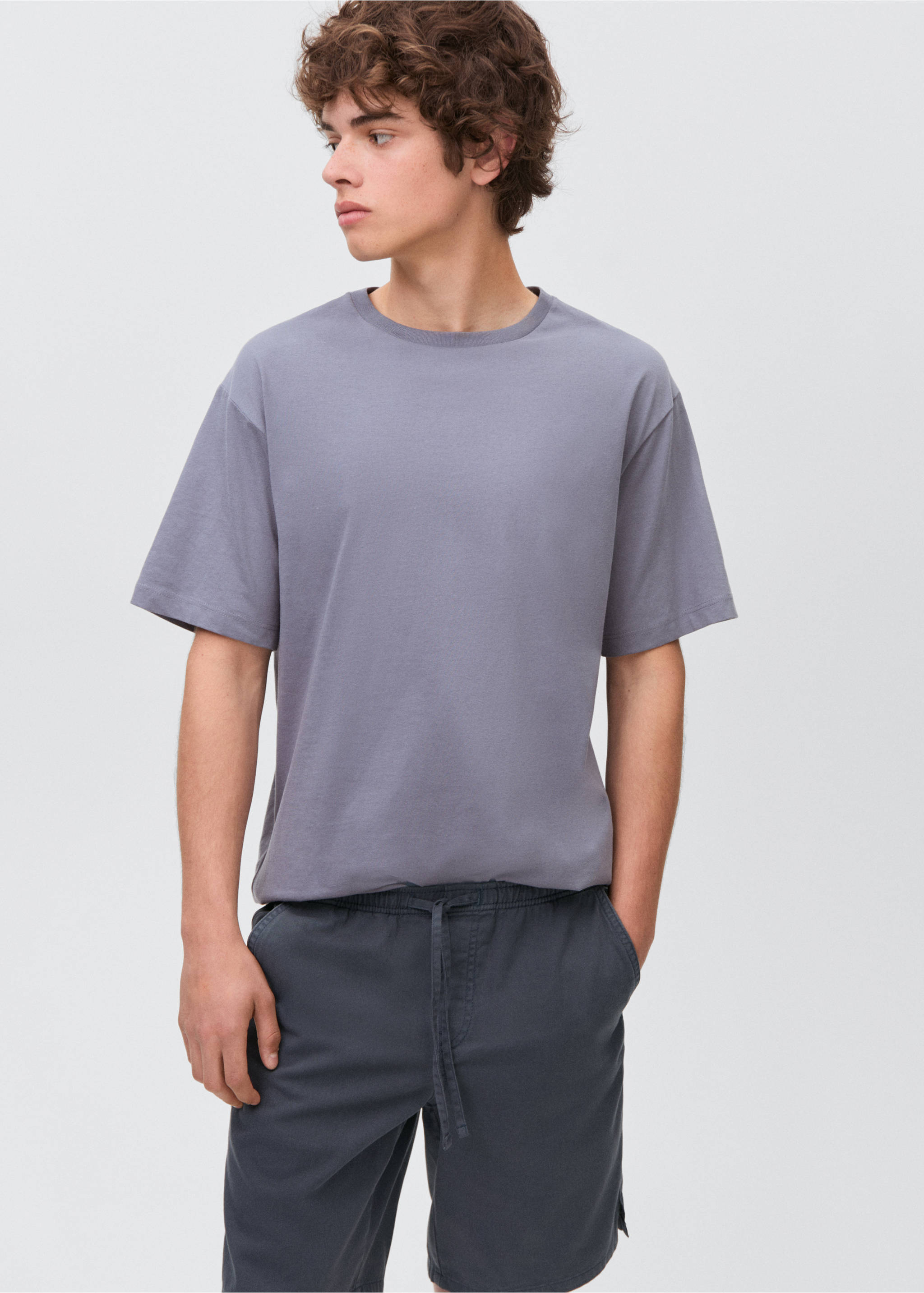 Cotton shorts with drawstring - Details of the article 1, Dark Navy. Ref: 87047168-00.