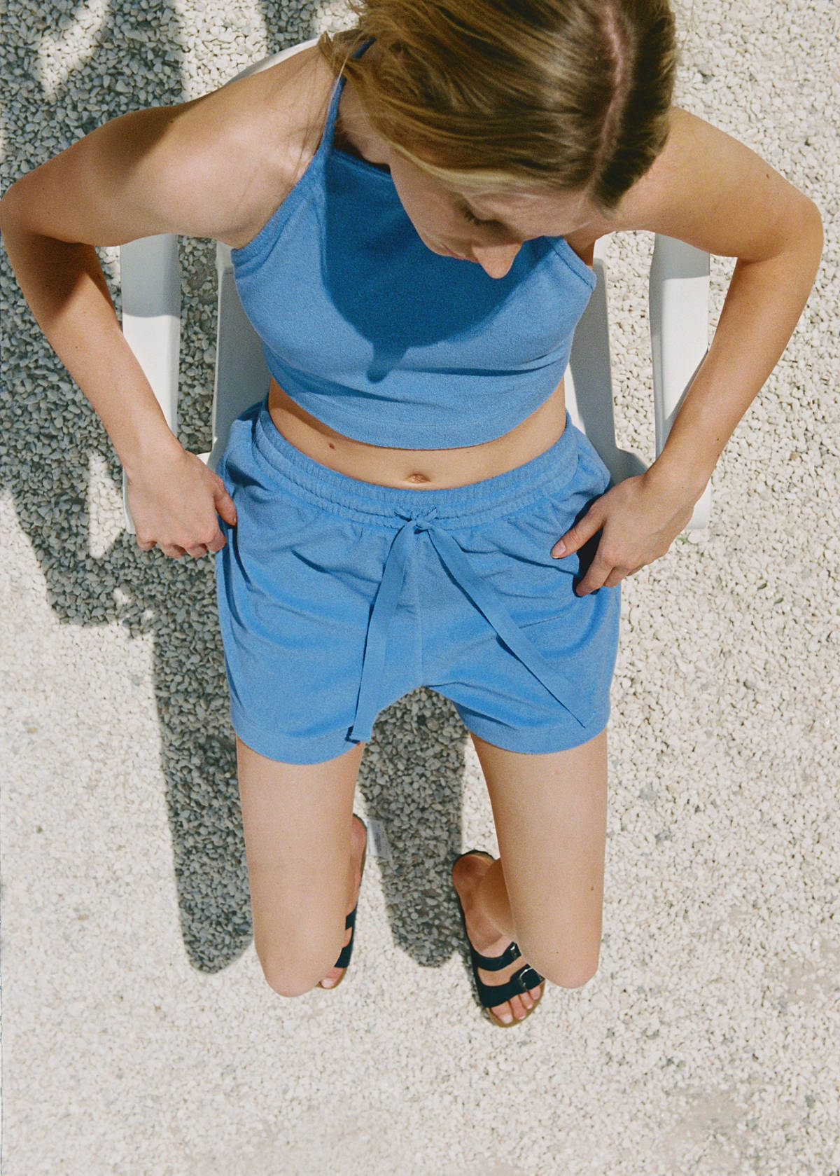 Terry cotton shorts — Blue