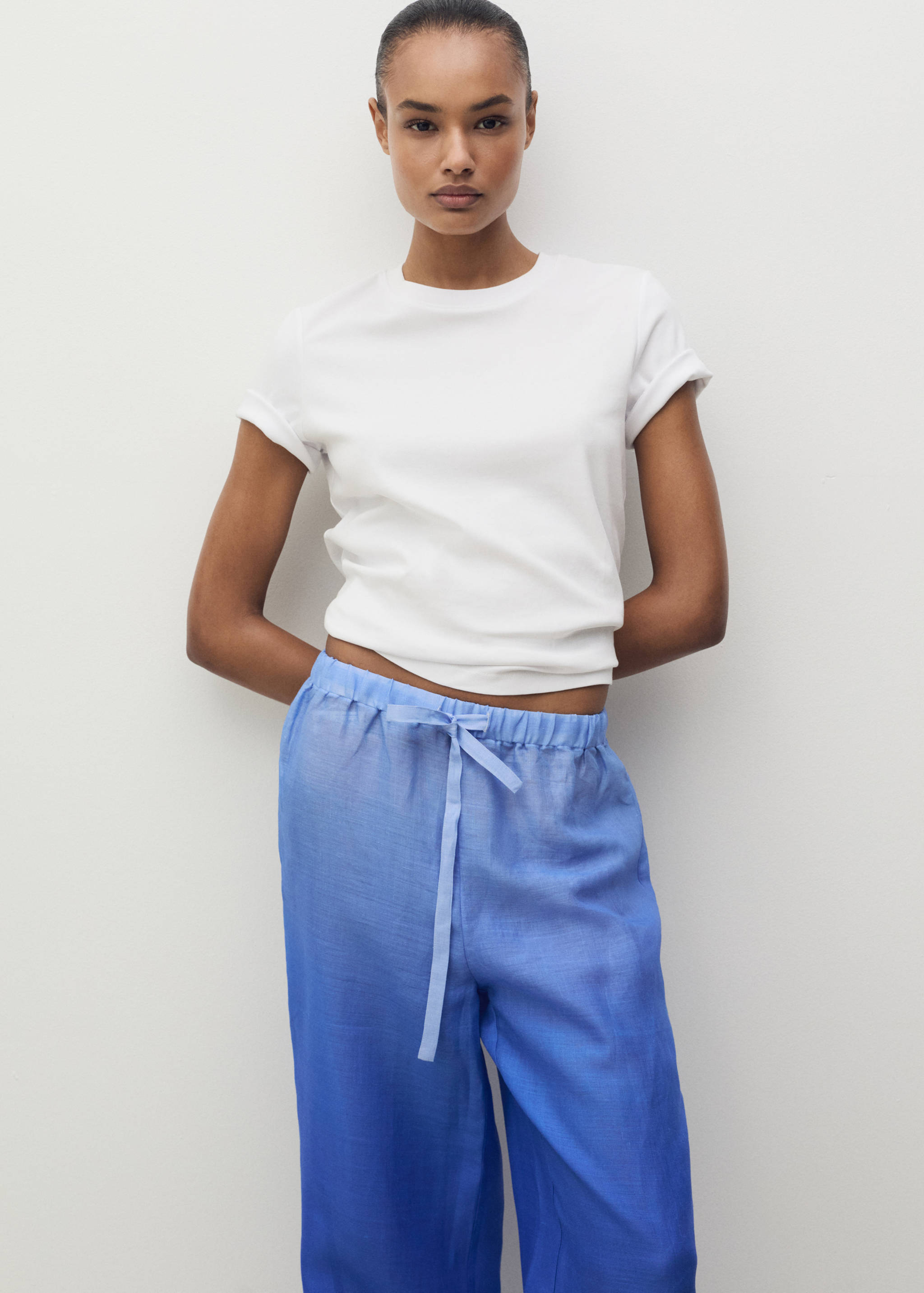 Ramie trousers with degraded effect - Details of the article 1