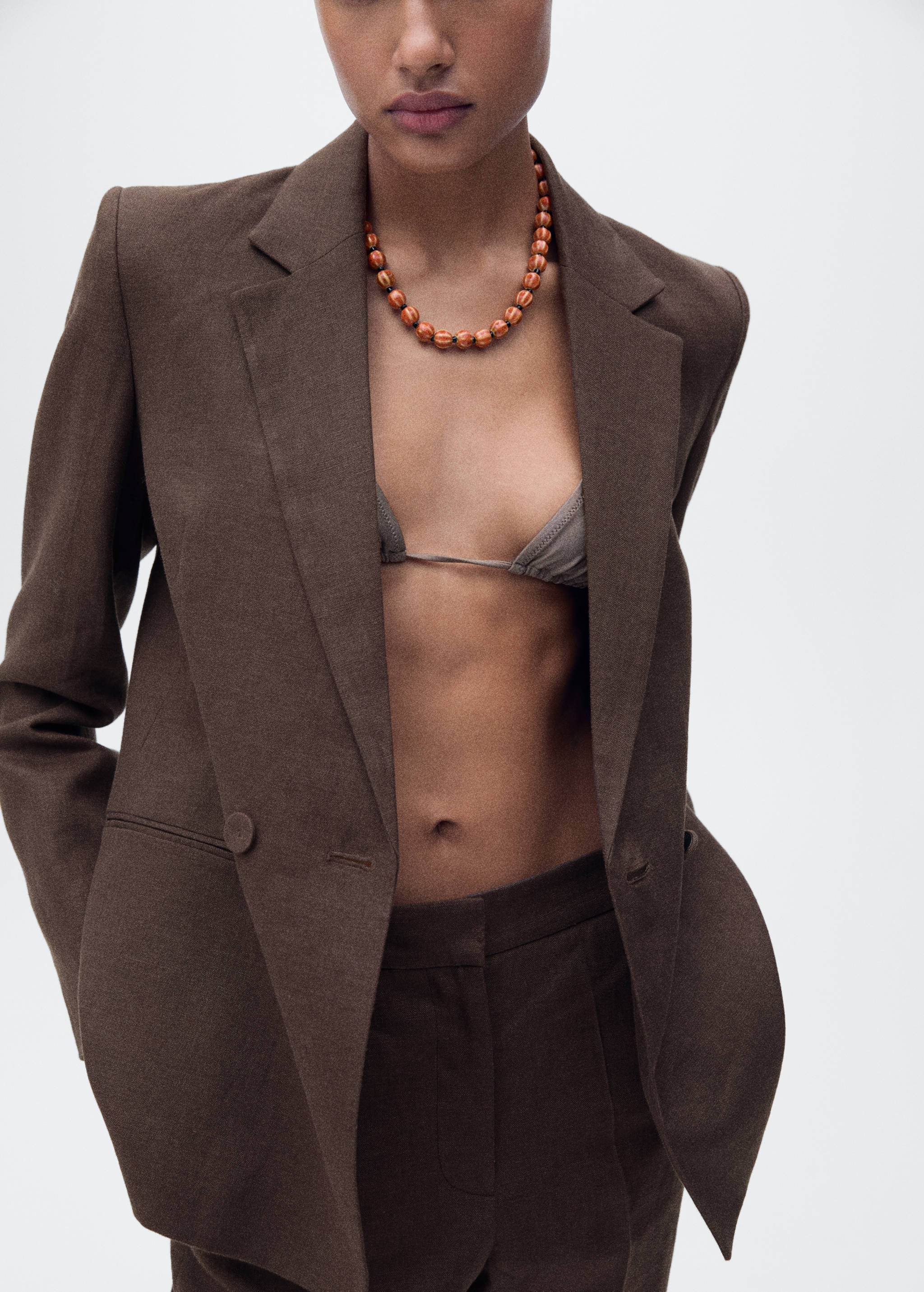 Straight-fit linen suit pants - Medium plane