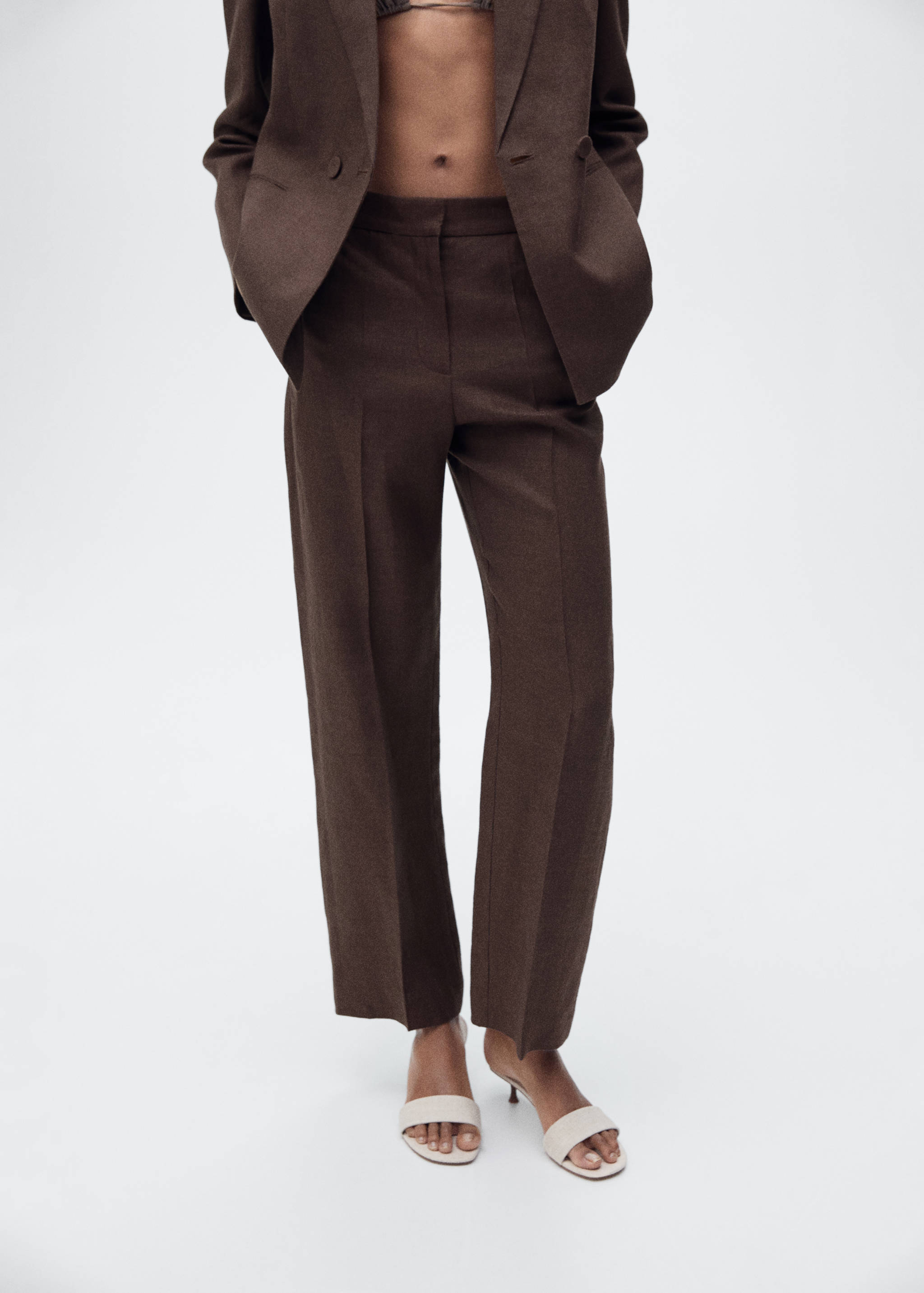Straight-fit linen suit trousers - Details of the article 2
