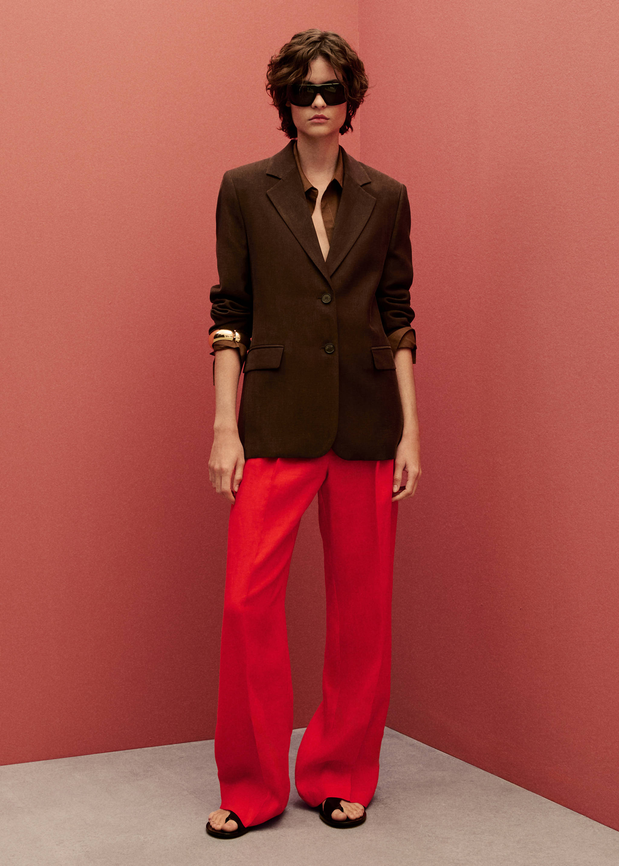 Straight-fit linen suit trousers - General plane