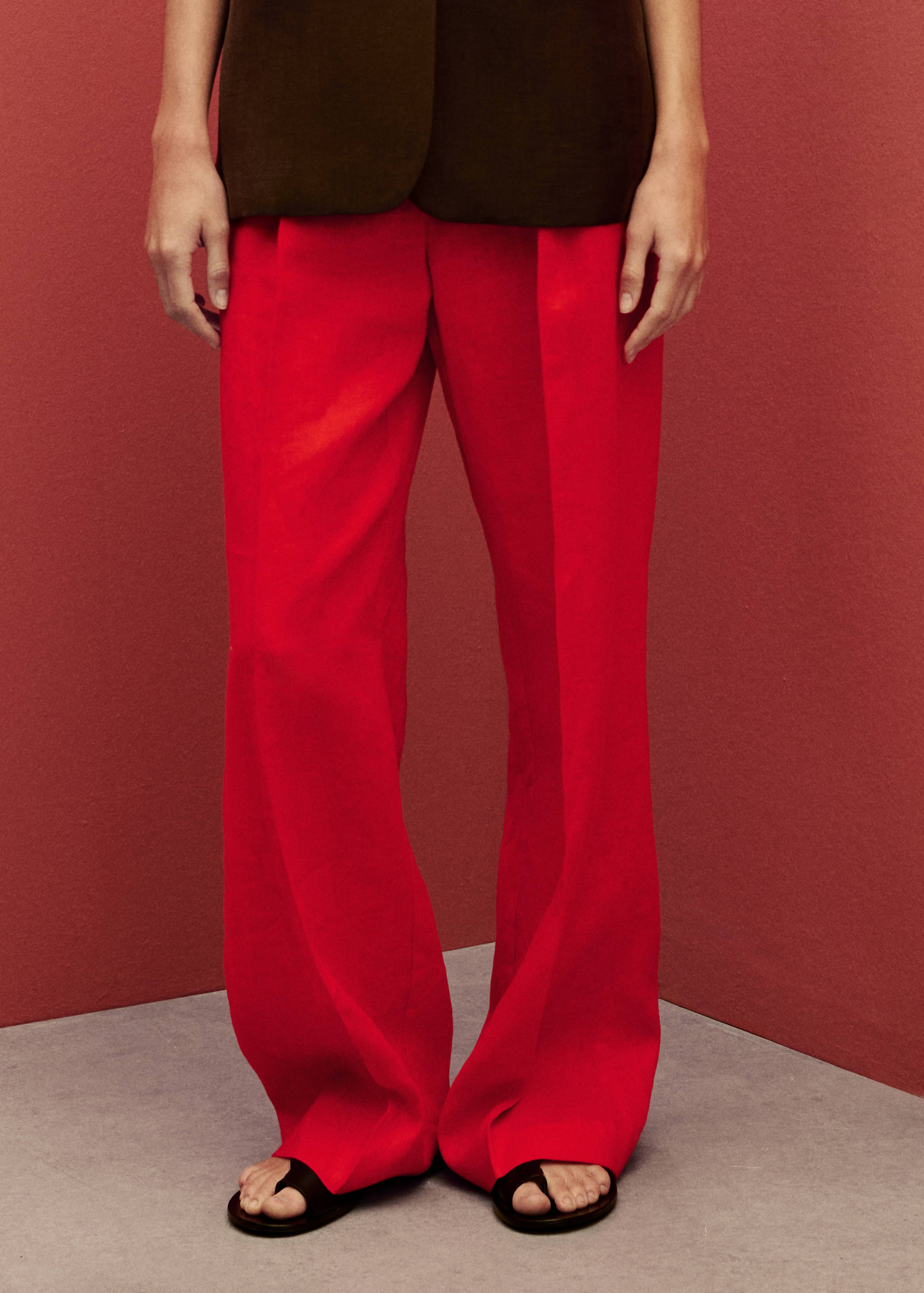 Pantaloni completo dritti lino - Piano medio
